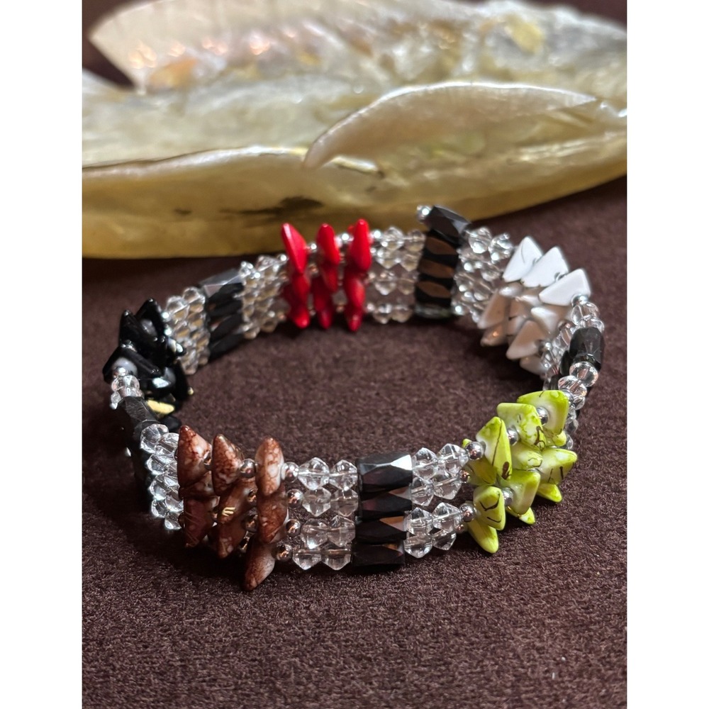 Hematite magnetic Multicolor Stone Chip Crystal Bead  Bracelet/Necklace Bohemian